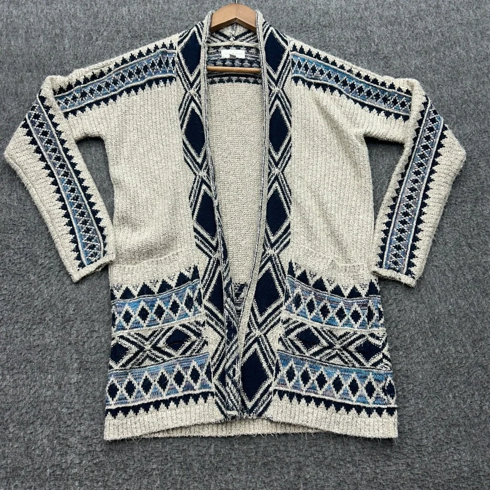 Lucky Brand Sweater Aztec XS Southwestern Geometric Cardigan Western Ranch Cabin